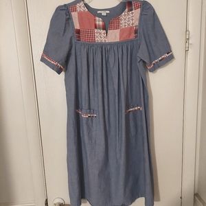 Women's Denim Patchwork Dress w/ Pockets